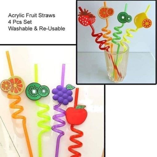 Acrylic fruit straws Pack of 6